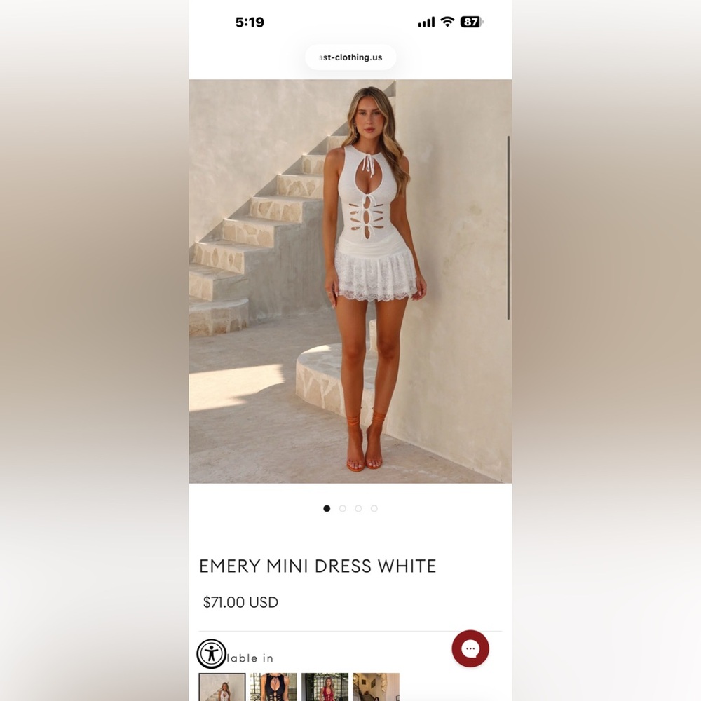 White Mini Dress with Cutout Design